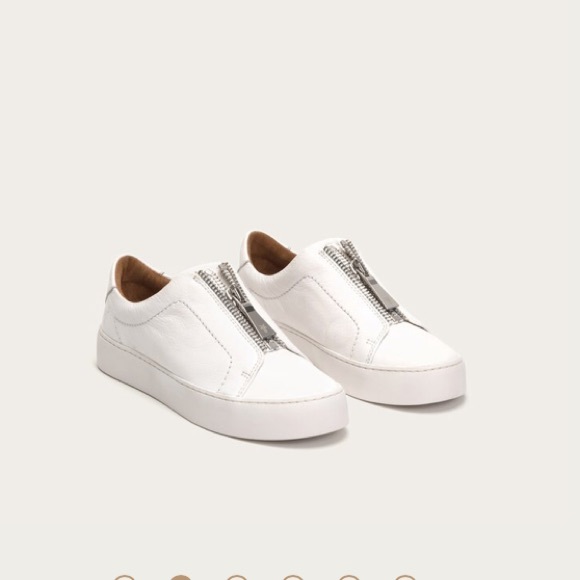 Frye Shoes - FRYE LENA ZIP WHITE SNEAKER 5.5